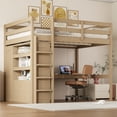 thumbnail image 3 of Harper & Bright Designs Full Size Loft Bed with Wardrobe and Desk, Wood Full High Loft Bed with Storage Drawers and Shelves for Dorm Apartment Bedroom, Walnut, 3 of 15