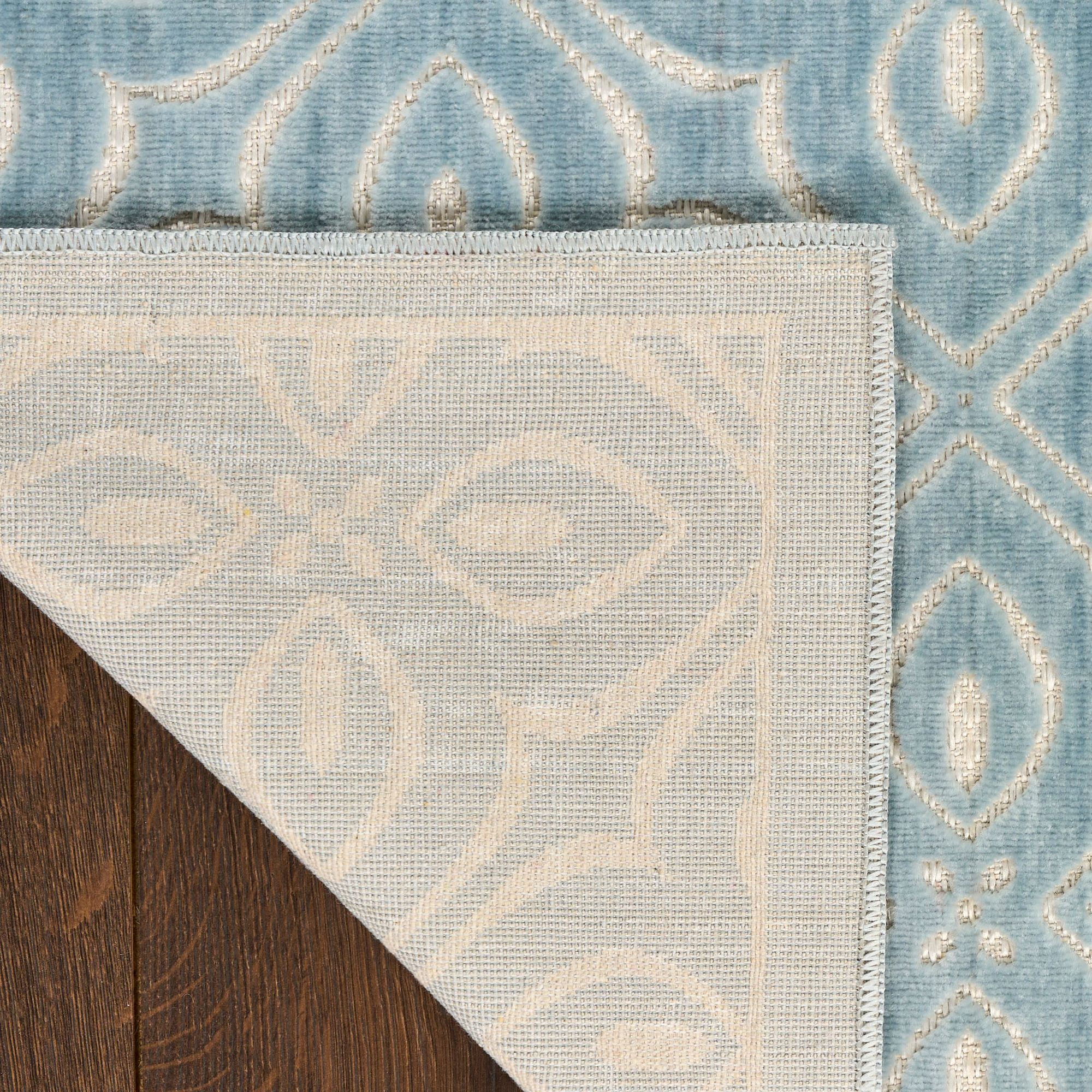 Nourison Washable Charm 2' x 6' Blue Ivory Contemporary Indoor Rug