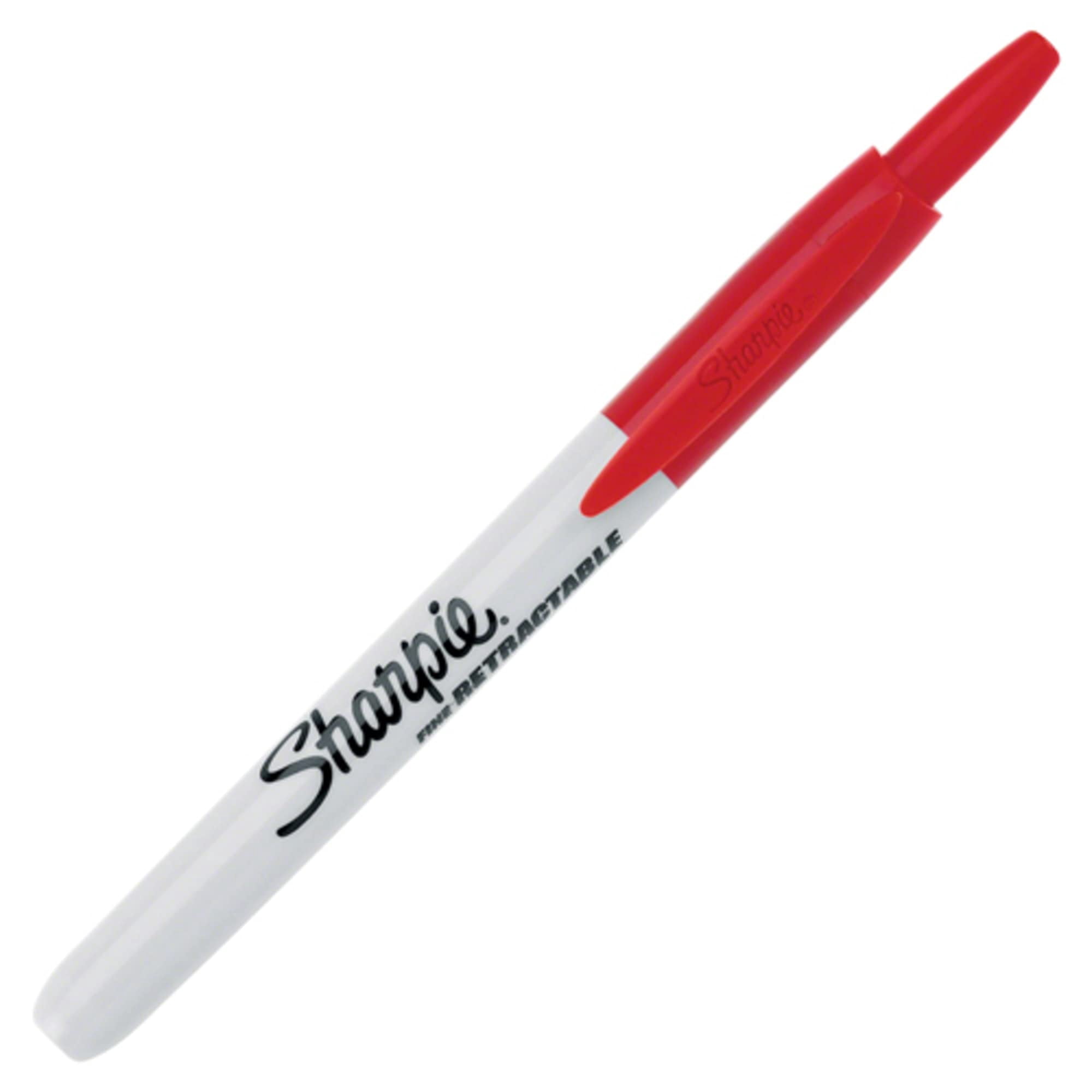 Sharpie® Retractable Permanent Markers, Fine Point, Red, Box Of 12