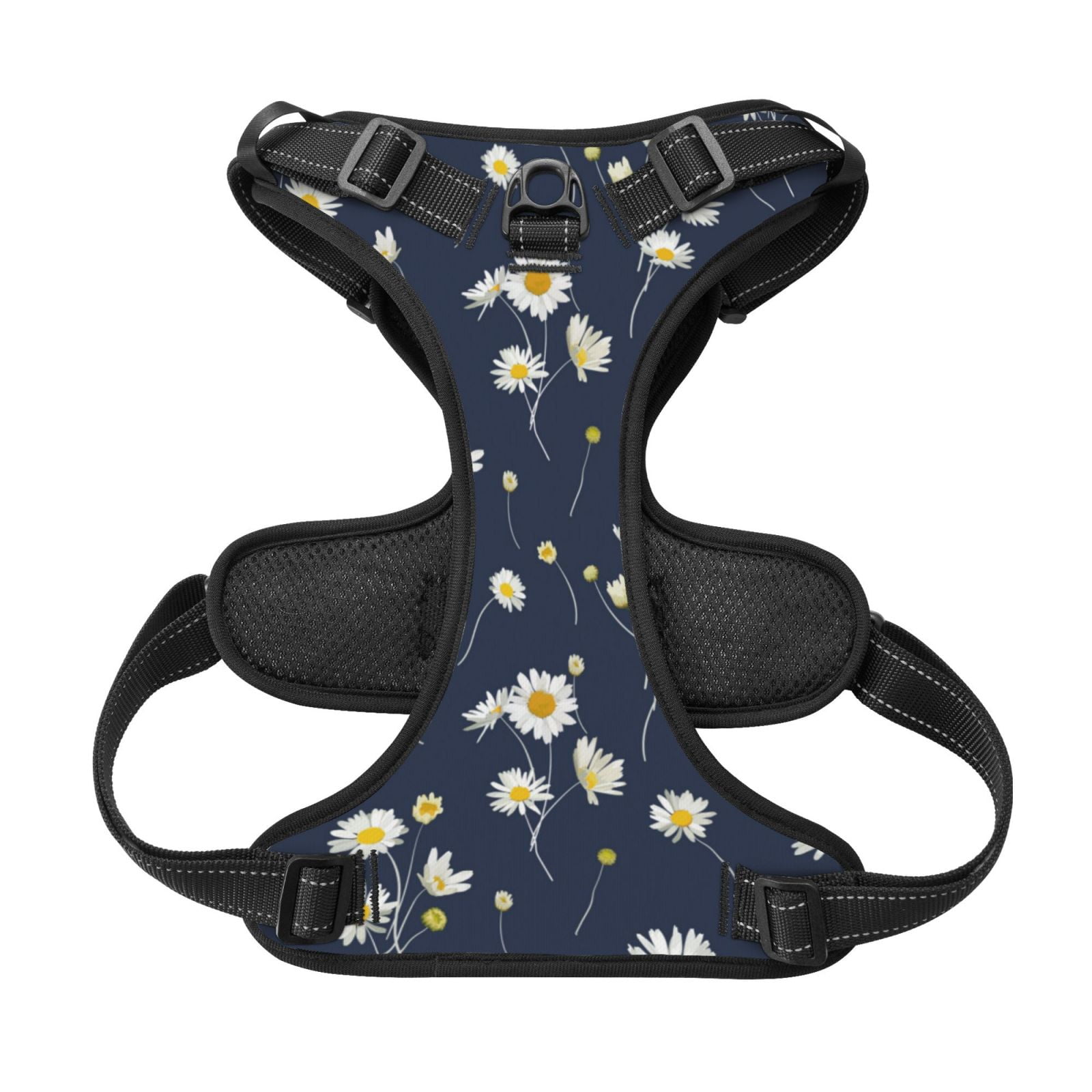 Kdxio Daisies Flowers Print No Pull Dog Harness Adjustable Reflective Oxford Easy Control Medium Large Dog Harness for Training and Everyday-Small