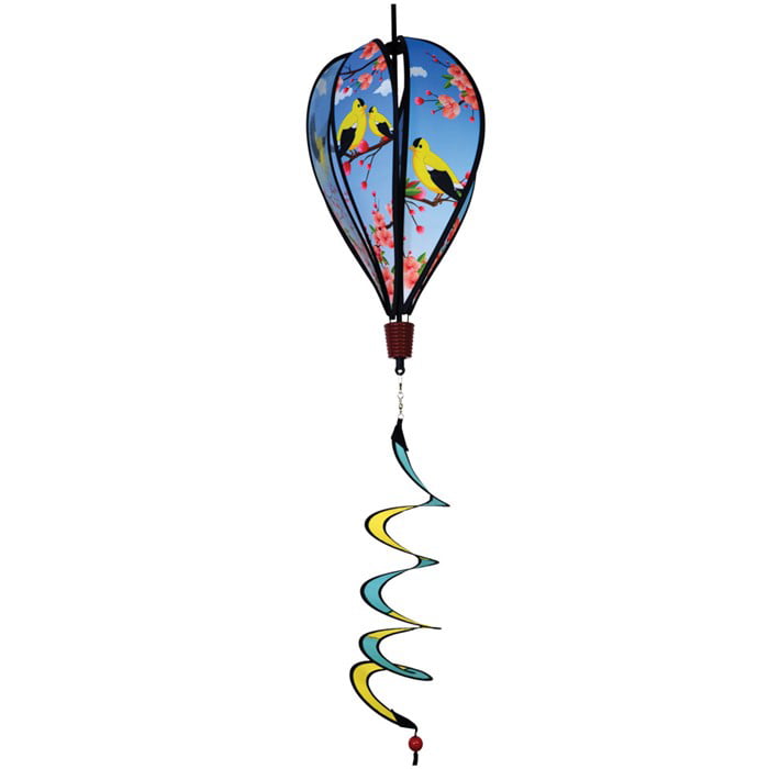In the Breeze Hummingbird Flowers 6 Panel Kinetic Hot Air Balloon Wind Spinner 