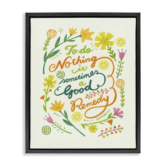Stupell Industries Doing Nothing Good Remedy Plants & Flowers Painting Black Floater Framed Canvas Art Print Wall Art, 17 x 21