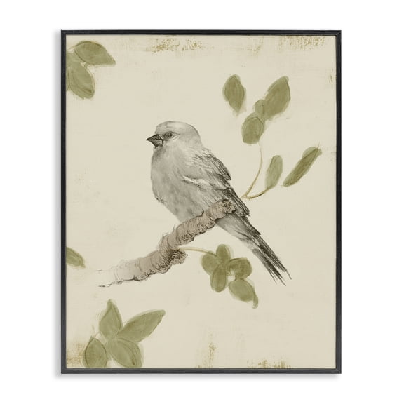 Stupell Industries Bird Scene on Neutral Black Framed Giclee Art, design by Lanie Loreth