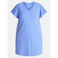 thumbnail image 4 of Terra & Sky Women’s Plus V Neck Mini Dress with Short Flutter Sleeves, Sizes 0X-5X, 4 of 4