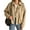 Khaki, variant on Long Sleeved Women Spring Fall Faux Suede Bomber Jackets Turn-down Collar Casual Lapel Zipper Jacket