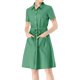 thumbnail image 3 of Vestido camisero de algodón con cuello abotonado y vestidos tipo safari para mujerVerde XL, 3 of 6