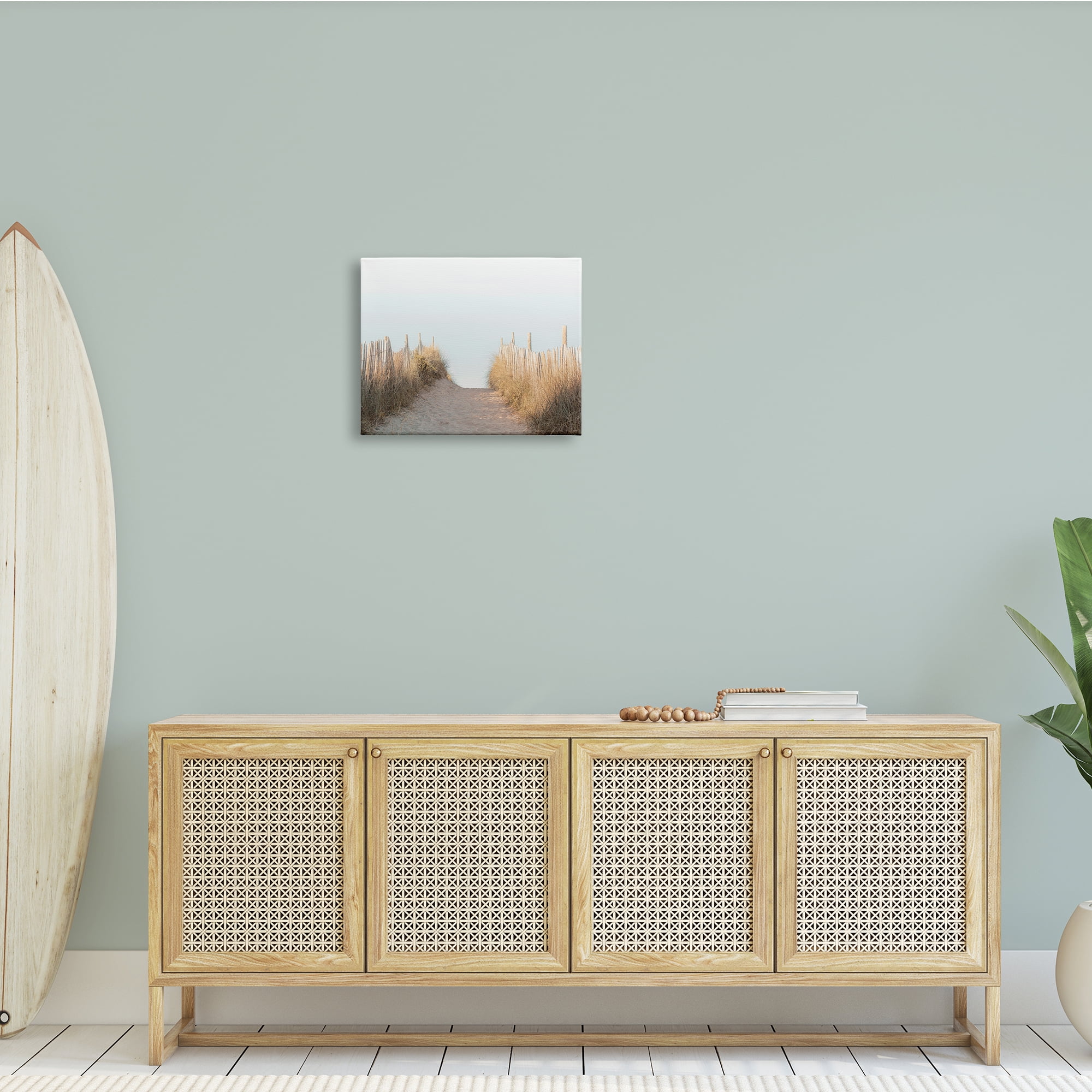 Stupell Indtries Sand Break Nautical Path Tall Grass Distant Waters,20 x 16,Design by Ian Winstanley
