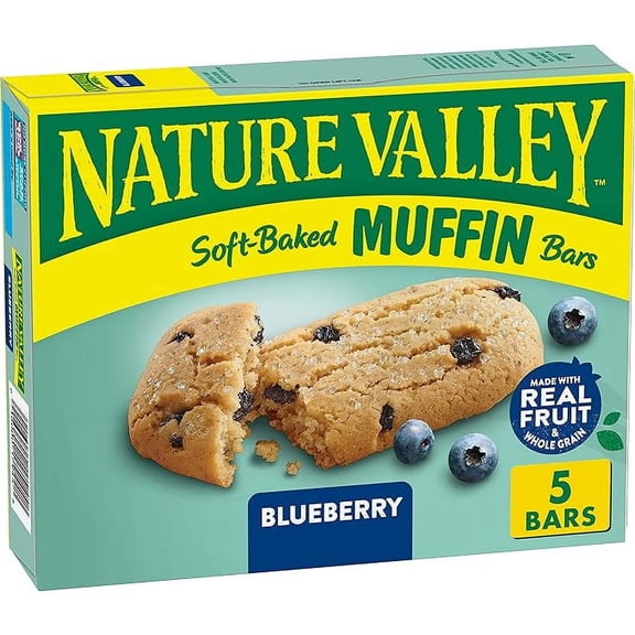Pack of 1 Nature Valley Soft-Baked Muffin Bars, Blueberry, Snack Bars, 5 Bars, 6.2 OZ