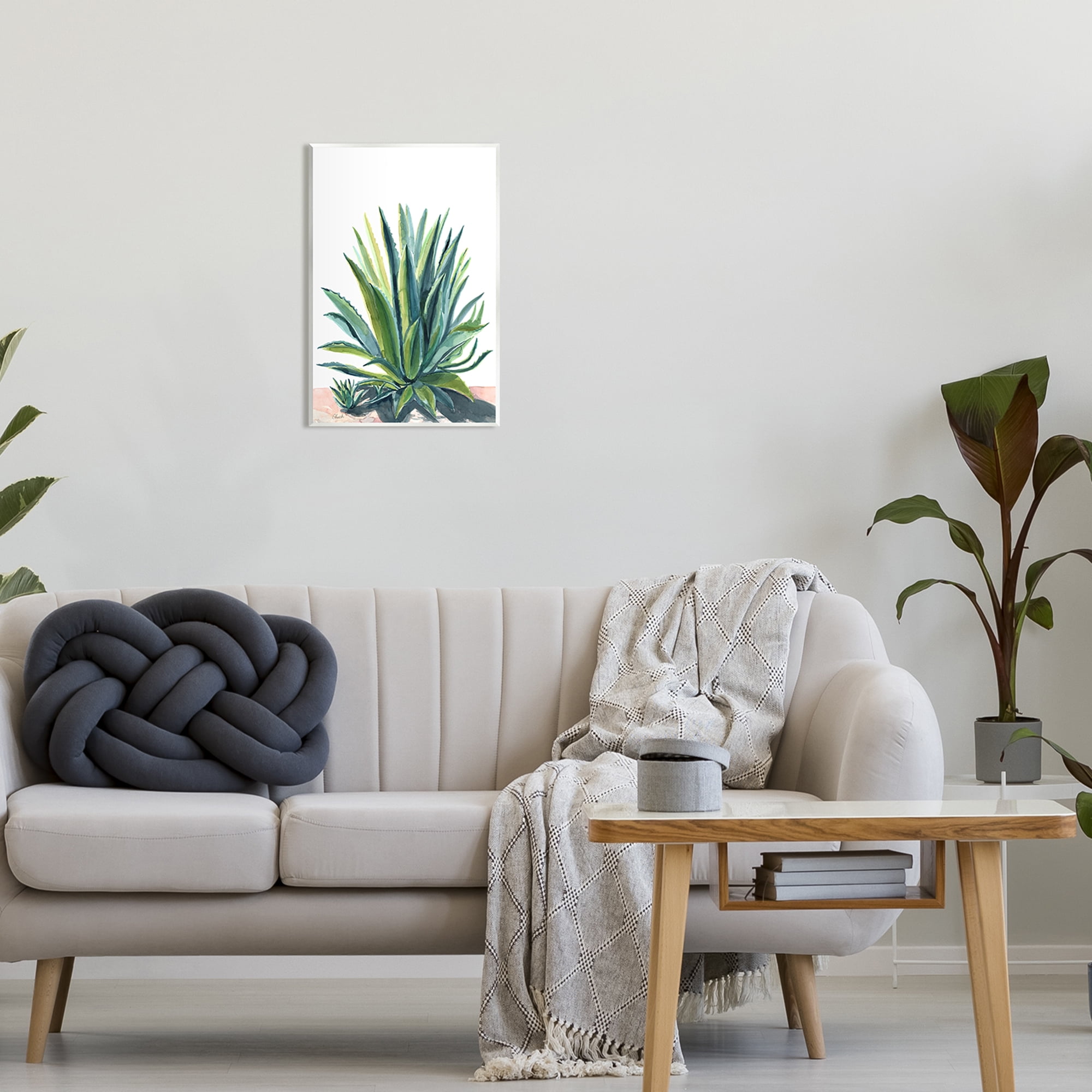 Stupell Aloe Plant Botanical Leaves Botanical & Floral Painting Wall Plaque Unframed Art Print Wall Art