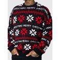 thumbnail image 3 of SUNSIOM Men's Christmas Sweater Snowflake Geometric Pattern Drop Shoulder Long Sleeve Round Neck Knitted Pullover, 3 of 5