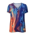 thumbnail image 4 of ZQGJB Summer T-Shirts for Women Cute Floral Pattern Print Hollow out Short Sleeve Button V Neck Graphic Tunic Tees Shirt Loose Fit Cozy Tshirt Blouse Orange XXL, 4 of 6