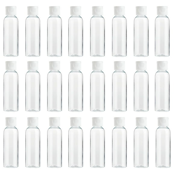 24 Pack Plastic Empty 2oz Travel Bottles with Flip Cap, Refillable Containers for Toiletries, Lotion, Liquid