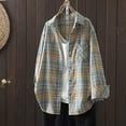thumbnail image 2 of yunLCZ Women's Button Down Shirt Women Long Sleeved Plaid Pocket Shirt, 2 of 4