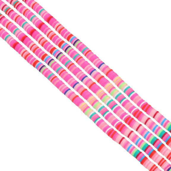Uxcell Polymer Clay Beads Spacers, Round Flat Handmade Bead Spacer for Craft Home Decor Chain Bracelets Jewelry Making, Pink/Red/Blue Tone