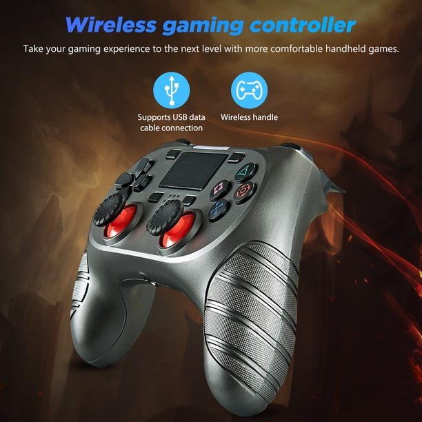 Game Controller Six-Axis Wireless Gamepads para PS4/Pro/Slim/IOS13 (gris acero)