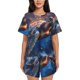 thumbnail image 1 of Fotbe Night Sky Turtle Conjunto de Pijama Estampado para Mujer, 2 Piezas, Ropa de Dormir con Camiseta de Manga Corta y Shorts Suaves-Small, 1 of 6