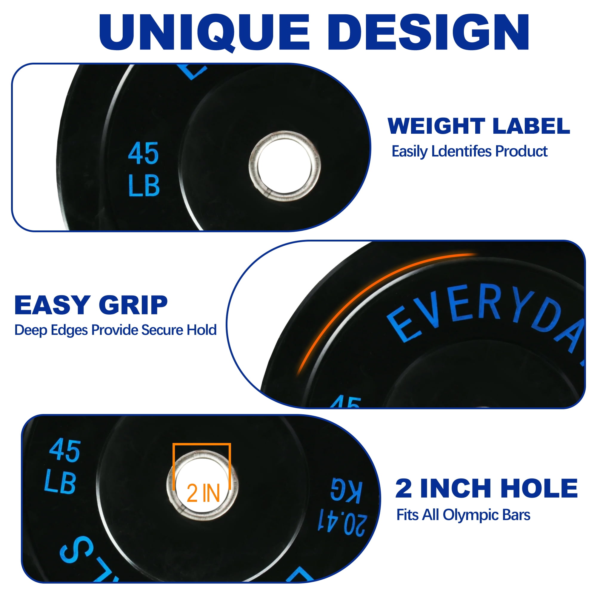 (3 pack) BalanceFrom Olympic Bumper Plate Weight Plate, 45 lbs Pair Black