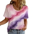 thumbnail image 2 of Lumosvexa Women Graphic Short Shirt Sleeved Tops Womens Casual T-Shirt Crew Neck Tie Dyeing T Shirt Pink Size L, 2 of 10