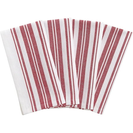 

Farmhouse Living Homestead Stripe Napkins Set of 4 20 x 20 Red/White 4
