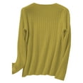 thumbnail image 5 of Texiao Women's Spring Solid Color V Neck Pullover Long Sleeved Knitted Inner Loose Casual Base Shirt, 5 of 5