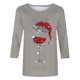 thumbnail image 3 of Puntoco Camiseta de mujer con cuello redondo, manga 3/4 y estampado navideño, jersey de cuello redondo, camiseta de manga larga con cuello redondo, 3 of 3