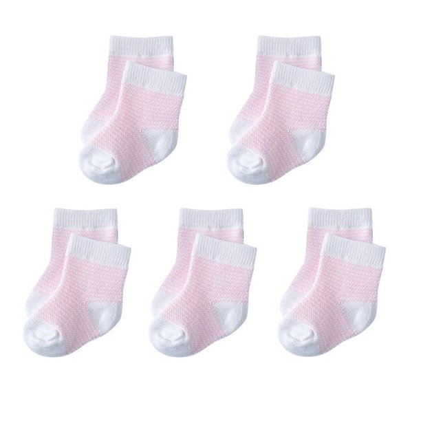 5 Pairs Sets 0-6m Baby Pink Striped Socks6M Gong Bohan LED