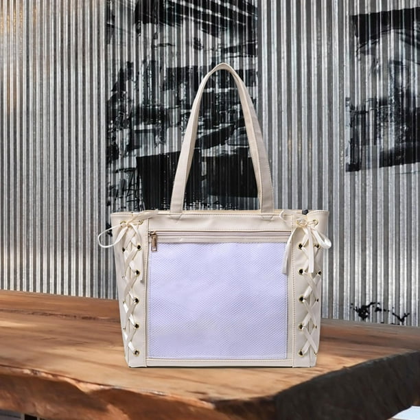 Bolso de hombro japonés con múltiples bolsillos, bolso de moda de gran capacidad, bolso de mano informal para mujer, monedero para fiesta, vacaciones, Blanco Soledad Monedero de hombro