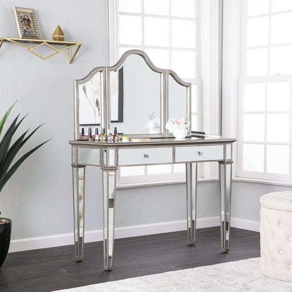 Kalla 2pc Mirrored Vanity Set with Storage