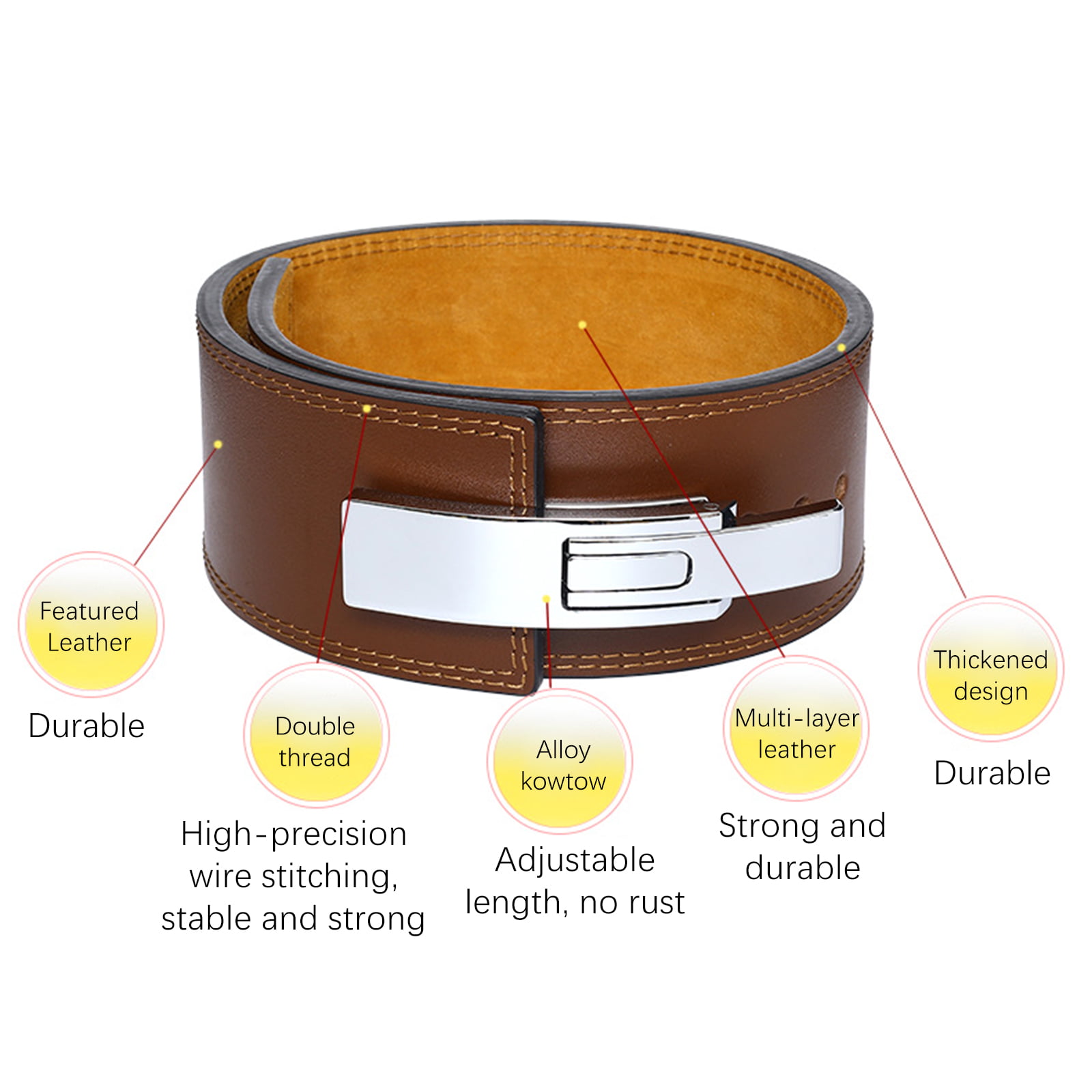  Weight Lifting Belt for Men & Women - 100% Leather Gym Belts  for Powerlifting, Strength Training, Squat Or Deadlift Workout (Color :  Gold, Size : 100-120CM) : Sports & Outdoors