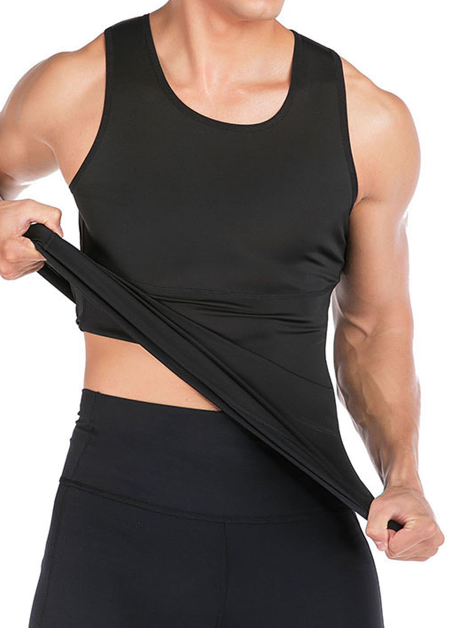 DODOING Mens Black Compression Shirt Slimming Body Shaper Workout Tank ...