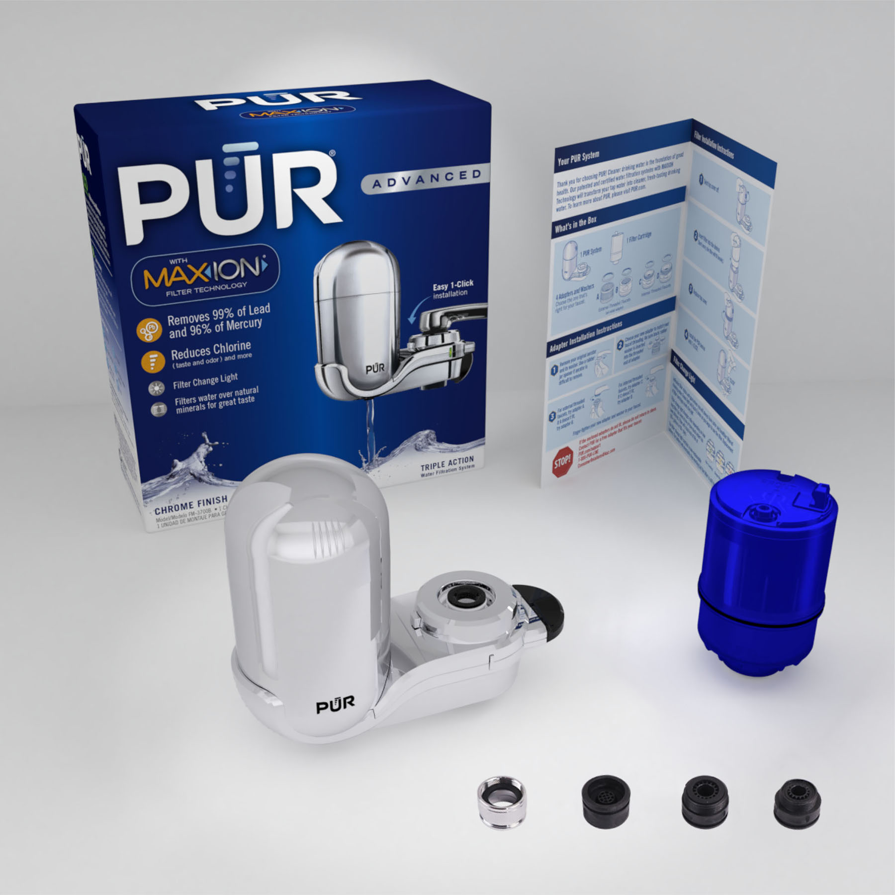 Pur Advanced Faucet Water Filter Fm 3700b Chrome Walmart Com
