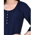 thumbnail image 2 of NY Collection Women's 3/4 Sleeve Blouse Dark Blue Petites Size PL, 2 of 3