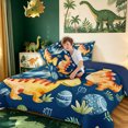 thumbnail image 4 of meiyoeat Navy Watercolor Cute Dinosaur Full Size Comforter Sets for Kids Girls Boys, Kawaii Animal Bedding Comforter Set, Blue, Blue Reversible, 3 Pieces, 1 Comforter and 2 Pillowcases, 4 of 6