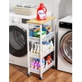 thumbnail image 1 of Carrito de almacenamiento OKZEST Utility de 4 niveles estrecho con tapa de madera, 1 of 9