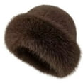 thumbnail image 2 of Winter Faux Fur Hats for Women Warm Fluffy Russian Hat 2025 Fashion Casual Furry Bucket Hat for Walking Travel 09# Coffee Free, 2 of 3