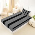 thumbnail image 5 of Castle Fairy Tribal Thin Vertical Stripe Twin Sheets 3pcs,Minimalism Wide Band Bedding,Black White,1 Flat Sheet, 1 Fitted Sheet and 1 Pillowcase, 5 of 7