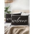 thumbnail image 3 of Outdoor Pillows Waterproof, Black Welcome Bedding Throw Pillows with Insert for Couch Sofa Bed, Modern Minimalist White Striped Border 12x20 Inch Pillowcases Decorative Camping Patio Pillow Set of 2, 3 of 8