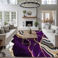 thumbnail image 4 of Area Rug for Living Room, Purple Marble Non-Slip Indoor Large Carpet for Bedroom/Dining Room, Grey Gold Texture Vintage Farmhouse Art Washable Low-Profile Rectangle Floor Runner Rugs - 5 x 7 Ft, 4 of 9
