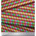 thumbnail image 2 of Soimoi Red polyester Crepe Fabric Diamond Geometric Print Sewing Fabric Yard 42 Inch Wide, 2 of 5