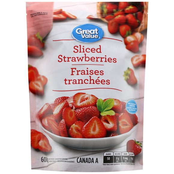 Great Value Sliced Strawberries, 600 g