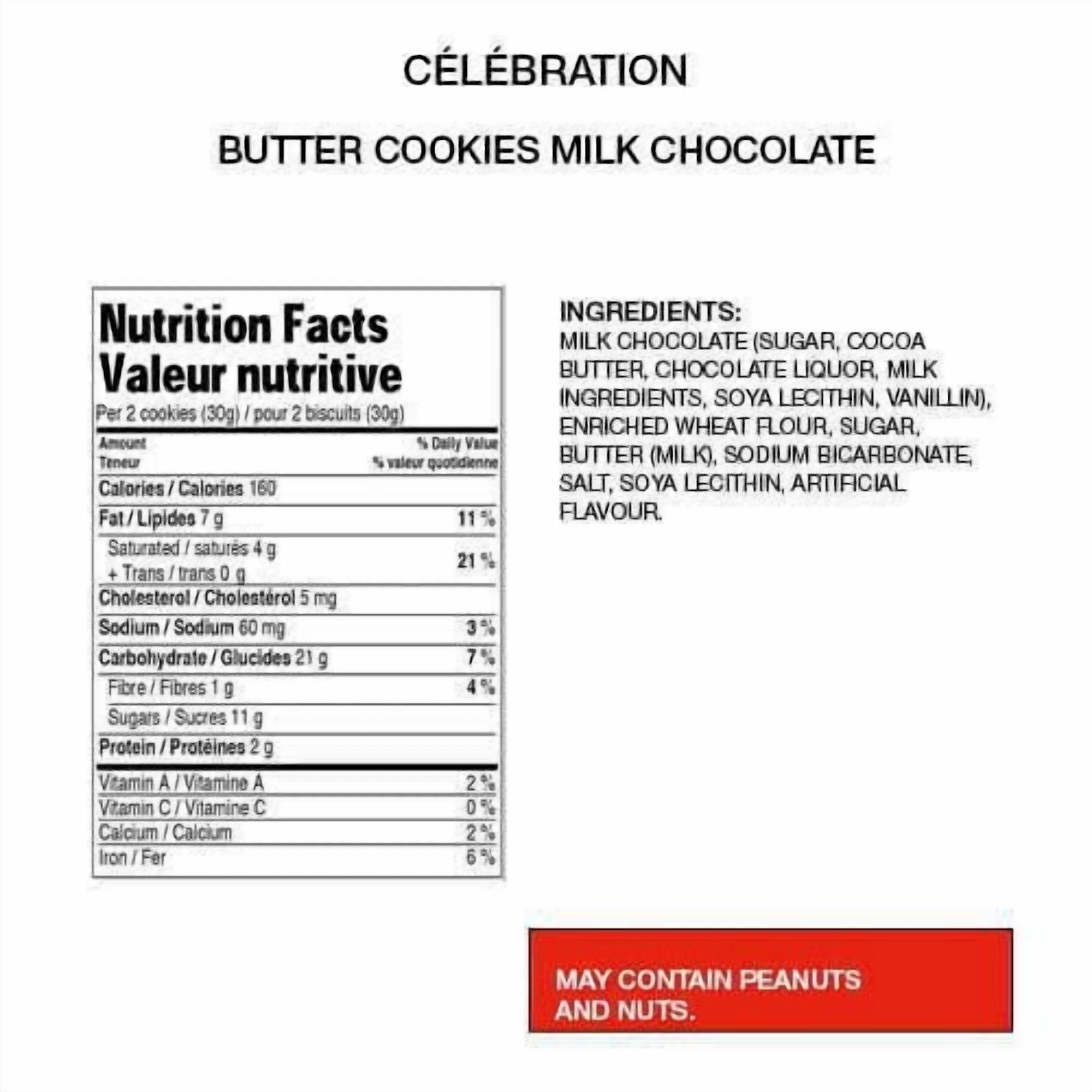 Leclerc Celebration Milk Chocolate Butter Cookies Made with Real Milk Chocolate 240g from Canada