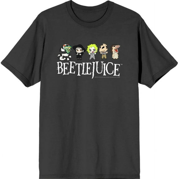 Beetlejuice Chibi Character Line-Up Men's Charcoal Crew Neck Short Sleeve Tee-XXL