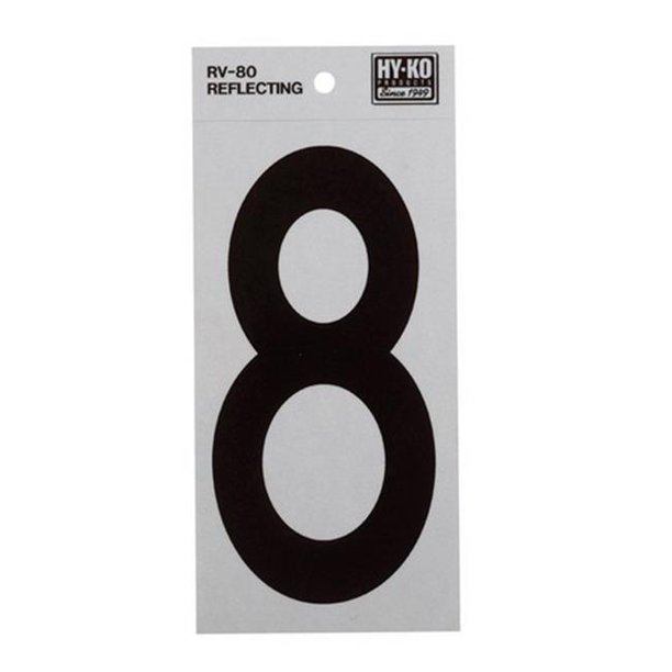 Hy-Ko RV-80-8 Vinyle Réfléchissant de 6 Po Numéro 8 - Pack de 10