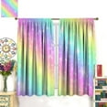thumbnail image 3 of Rainbow Curtains, Tie Dye Pastel Colorful Sky Stars Cartoon Window Drapes for Sweet Princess Glitter Girly Bedroom Living Room, 55" W X 63" L, 3 of 6
