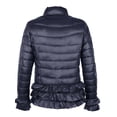 thumbnail image 3 of Frontwalk Ladies Down Coat Plain Solid Color Puffer Coats Long Sleeve Quilted Jacket Women Outwear Ruffles Navy Blue L, 3 of 5
