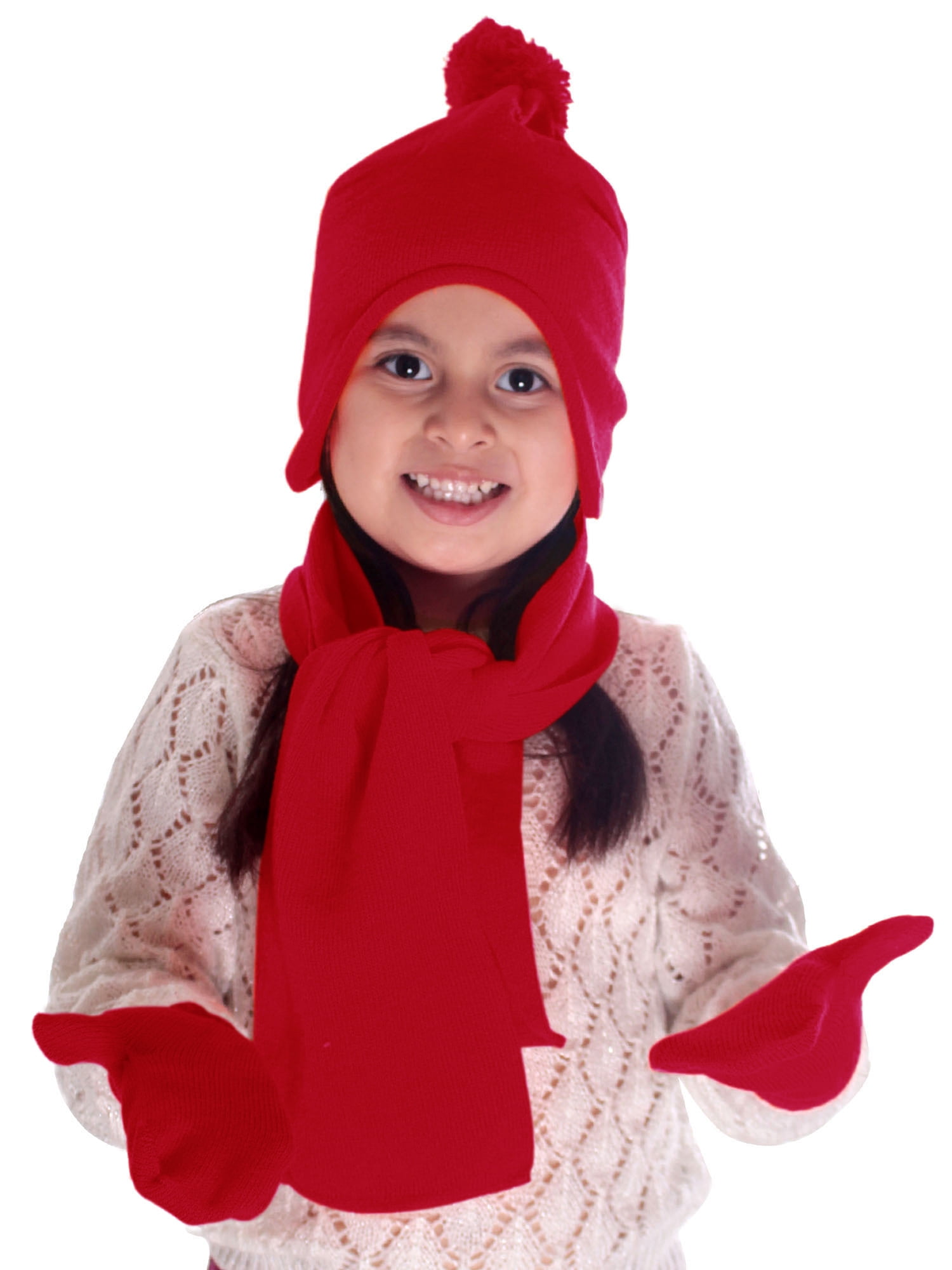 Simplicity - Unisex Kids Winter Knit Fleece Hat Scarf and Glove Set