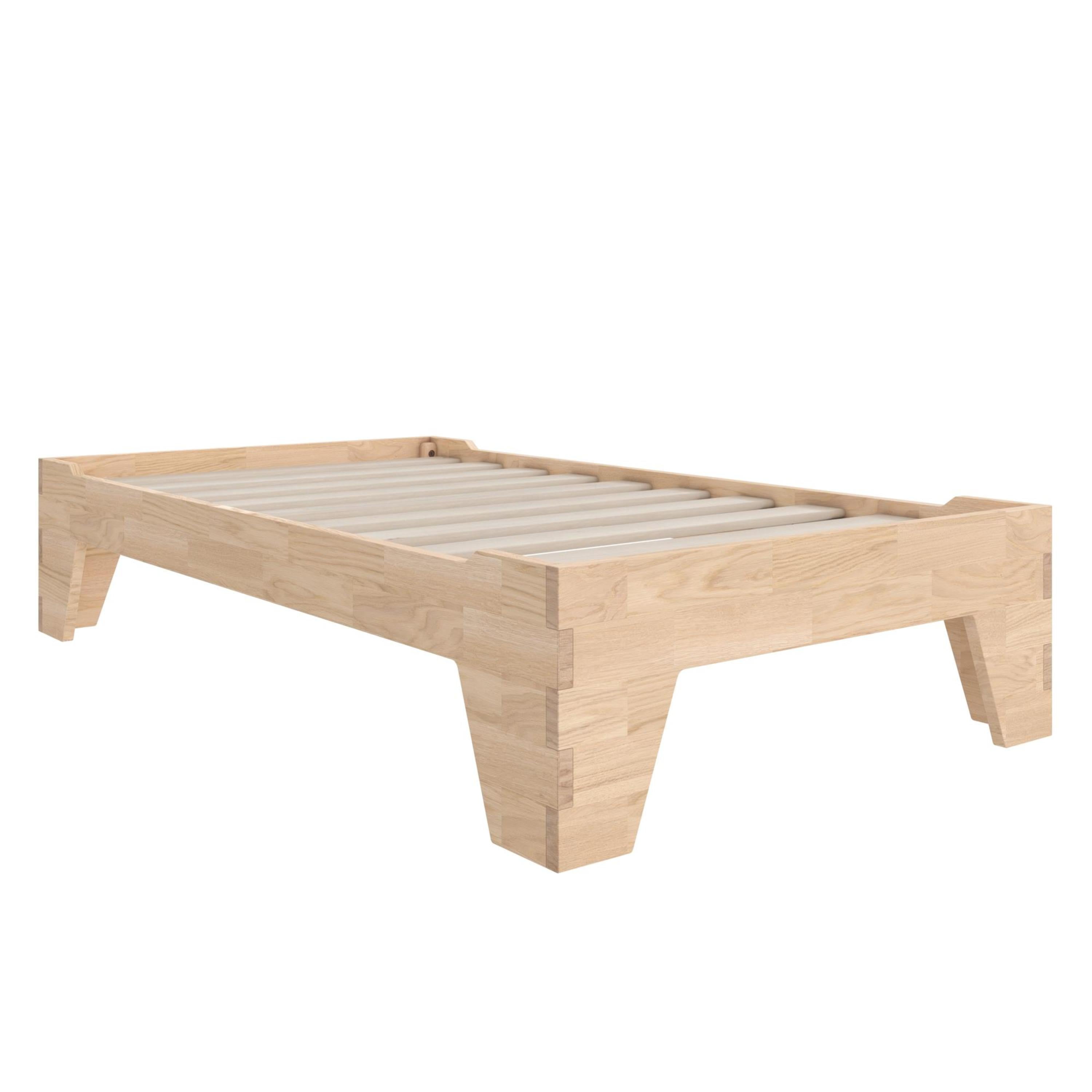 Little Seeds Maverick Montessori Toddler Floor Bed with 2 Heights, Natural Wood Grain