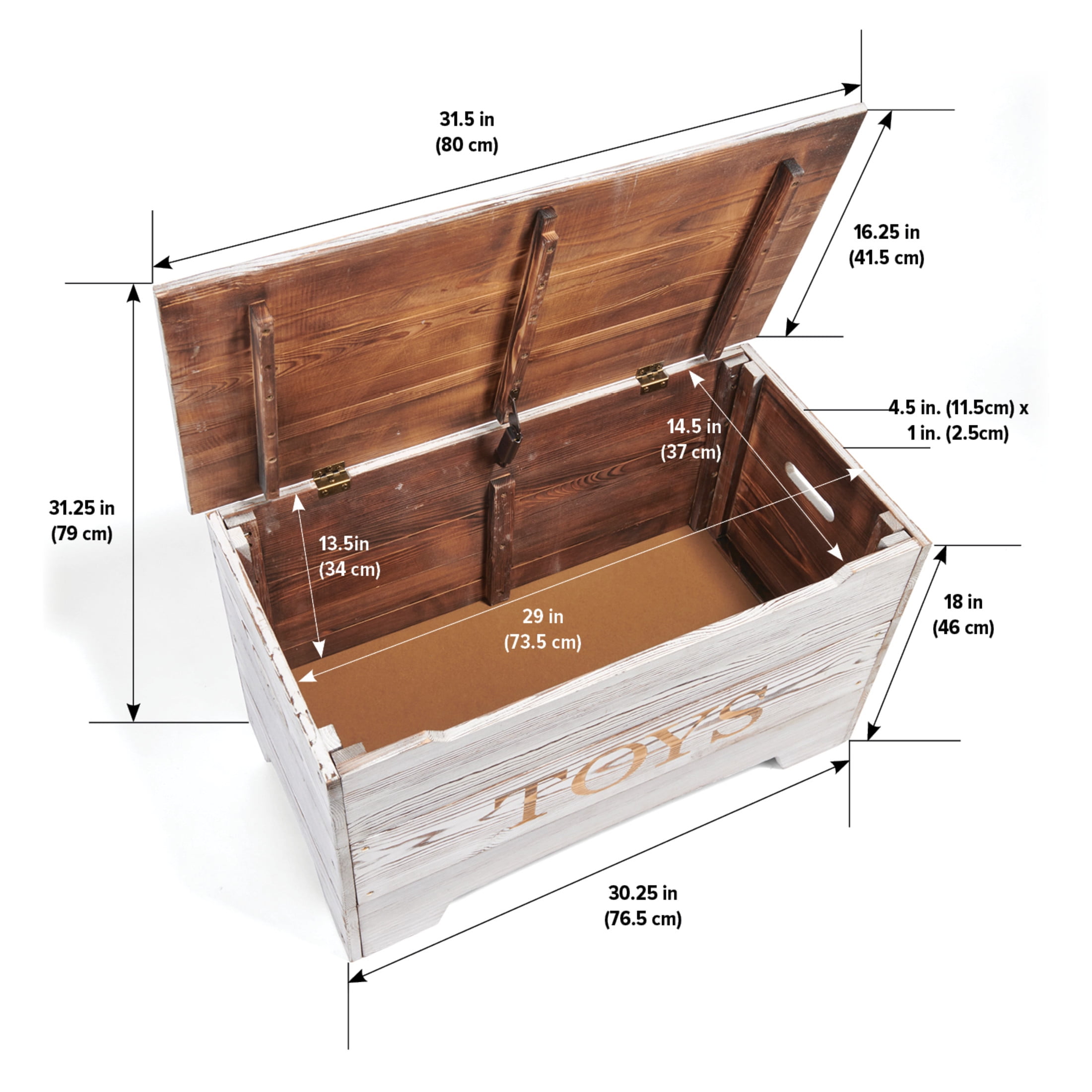 Badger Basket Children's Solid Wood Rustic Toy Box 3.3 Cu ft. - Distressed White