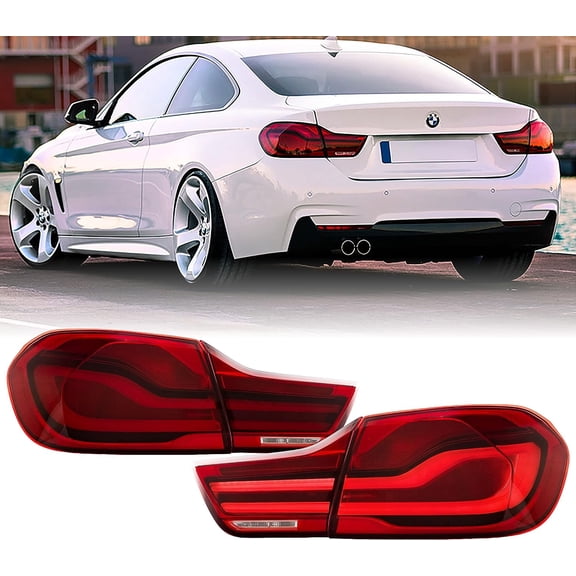 USR DEPO 4-SERIES F32 F33 F36 F82 F83 LCI Style UPGRADE FULL LED Rear Tail Light Assembly Set (Left   Right) Comptible with 2014-2017 BMW 4 Series (Red LED Light Bar, Plug and Play, 2PC Set)