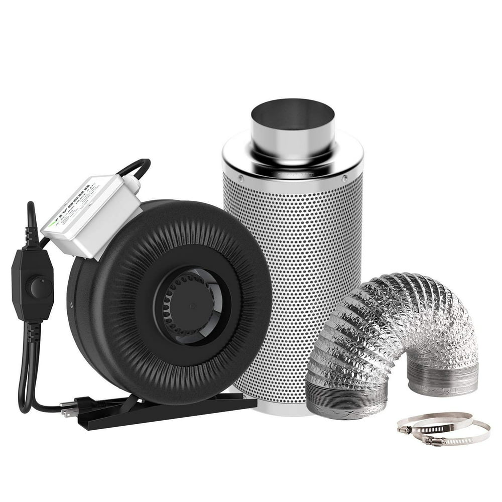 VIVOSUN Air Filtration Kit 4 Inch 203 CFM Inline Fan with Speed